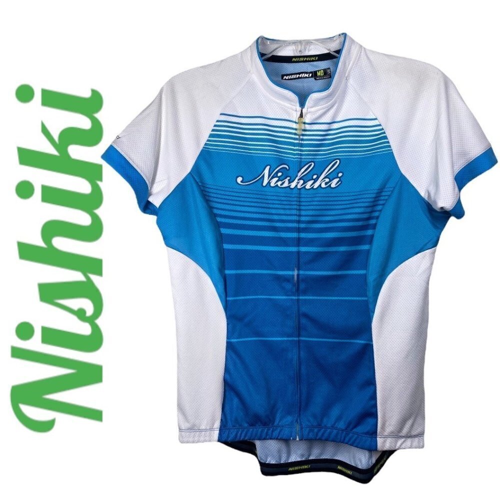 NISHIKI Women’s Full Zip Short Sleeve‎ Cycling Jersey With Pockets, Size Medium